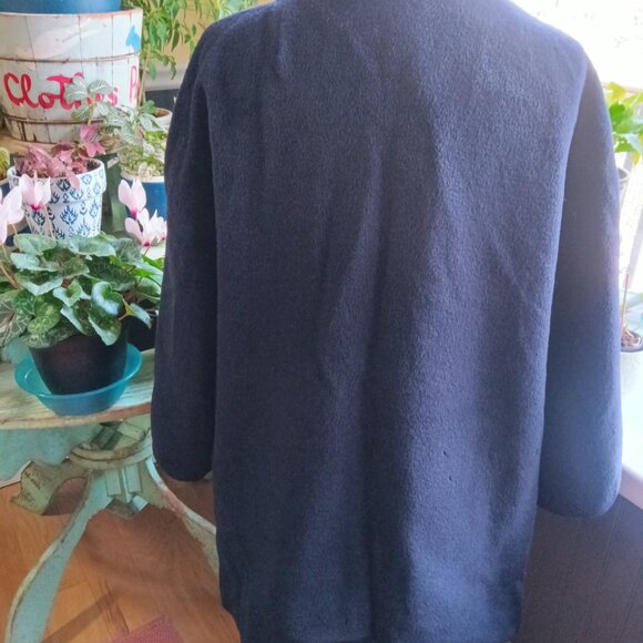 Vintage Louis Goldstein 1950s Wool Coat Navy Open Front Modern Size M to L - Picture 2 of 12